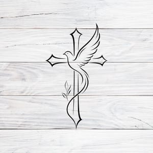 Croce con colomba dello Spirito Santo SVG PNG EPS, Croce cristiana con colomba, Clipart di fede religiosa, Design per battesimo e cresima in chiesa, File di taglio Cricut