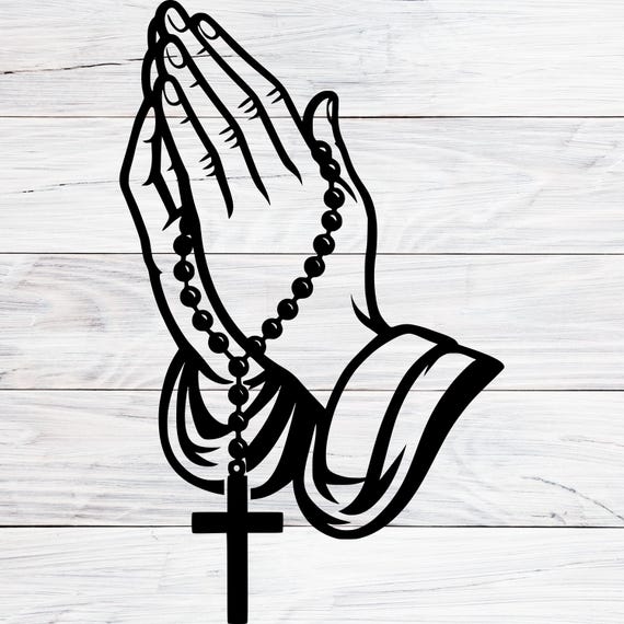 Praying Hands With Rosary Svg, Png, Jpg, Christian Faith Clip Art - Main Image