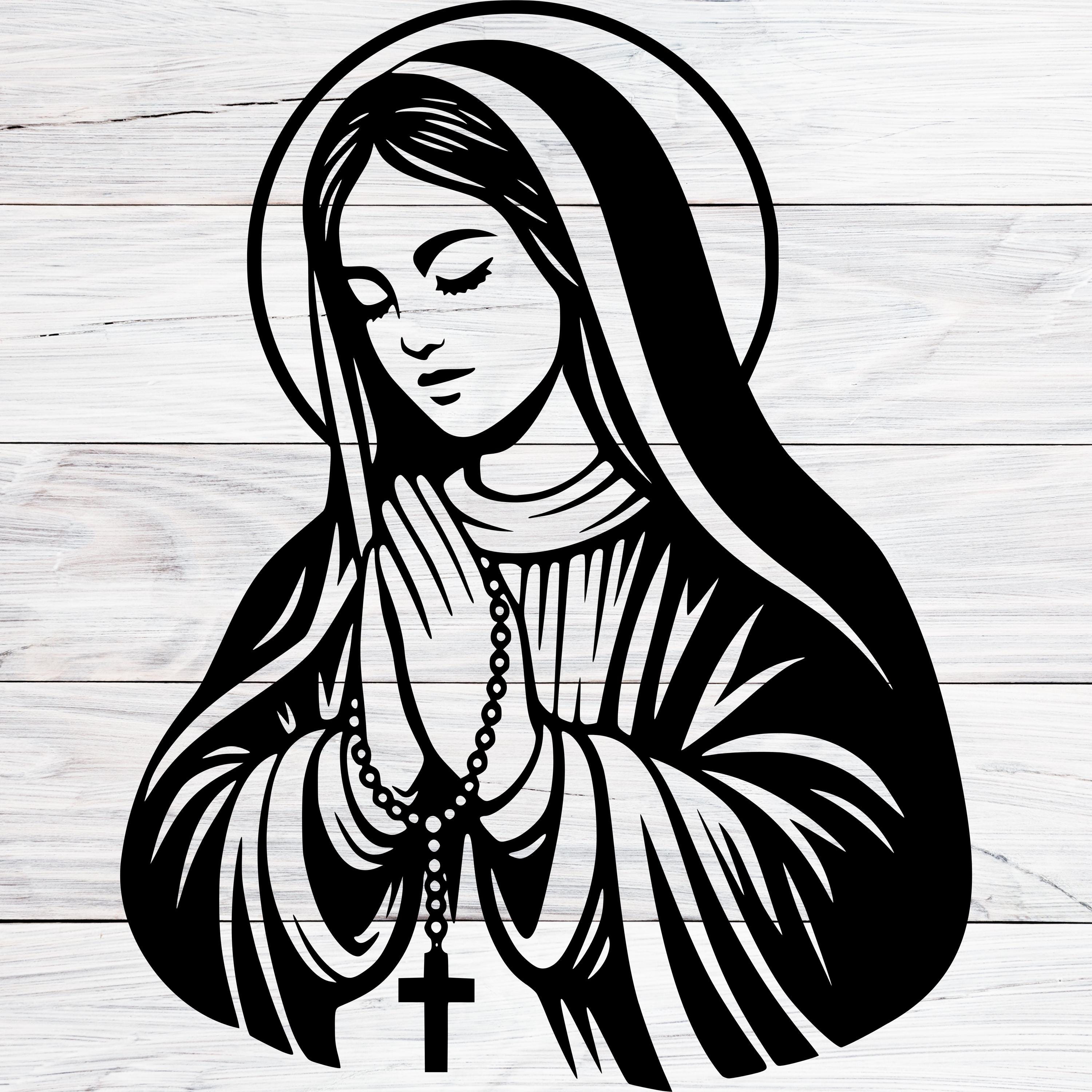 祈る聖母マリアのSVG PNG DXF、祝福された母カトリックのクリップ