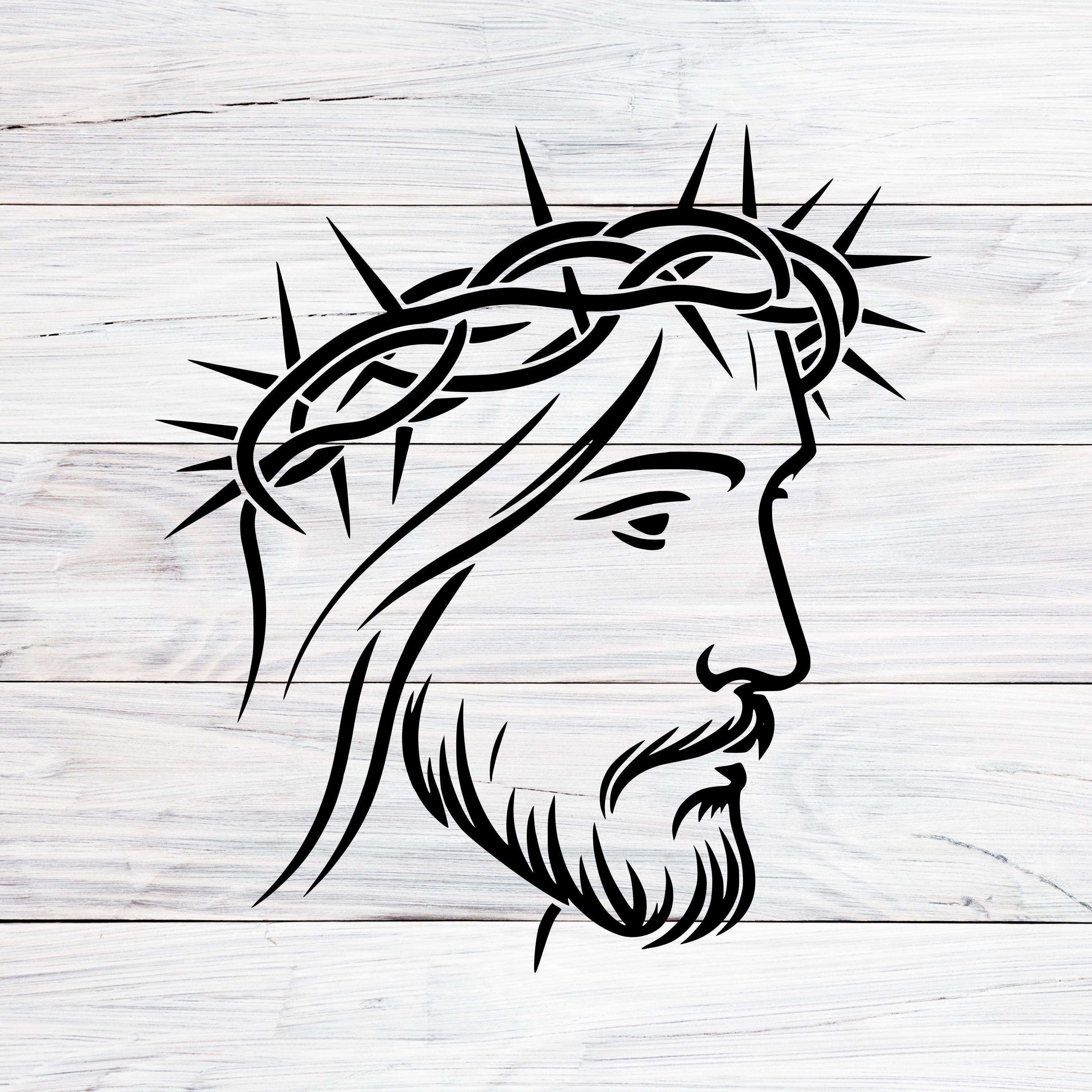 Jesus Christ Crown of Thorns Outline: Christian Easter Design (SVG, PNG,  JPG), image size:3000x3000
