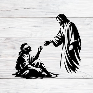 Jesus Heals the Blind Man Svg, Dxf, Png, Jpg, Jesus Christ Healing Miracle, Christian SVG for Cricut, Religious Cut File for Laser Engraving