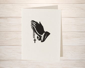 ロザリオを持った祈りの手SVG、カトリックの祈りのカットファイル