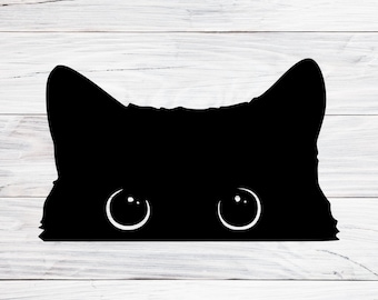 Peeking Black Cat Svg, Png, Jpg, Funny Kitten Face (Digital Download)