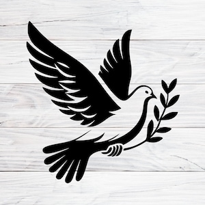 Dove with Olive Branch Clipart: Symbol of Peace (SVG, PNG, JPG)