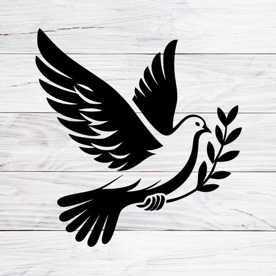 オリーブの枝を持つ鳩のクリップアート：平和の象徴（SVG、PNG、JPG