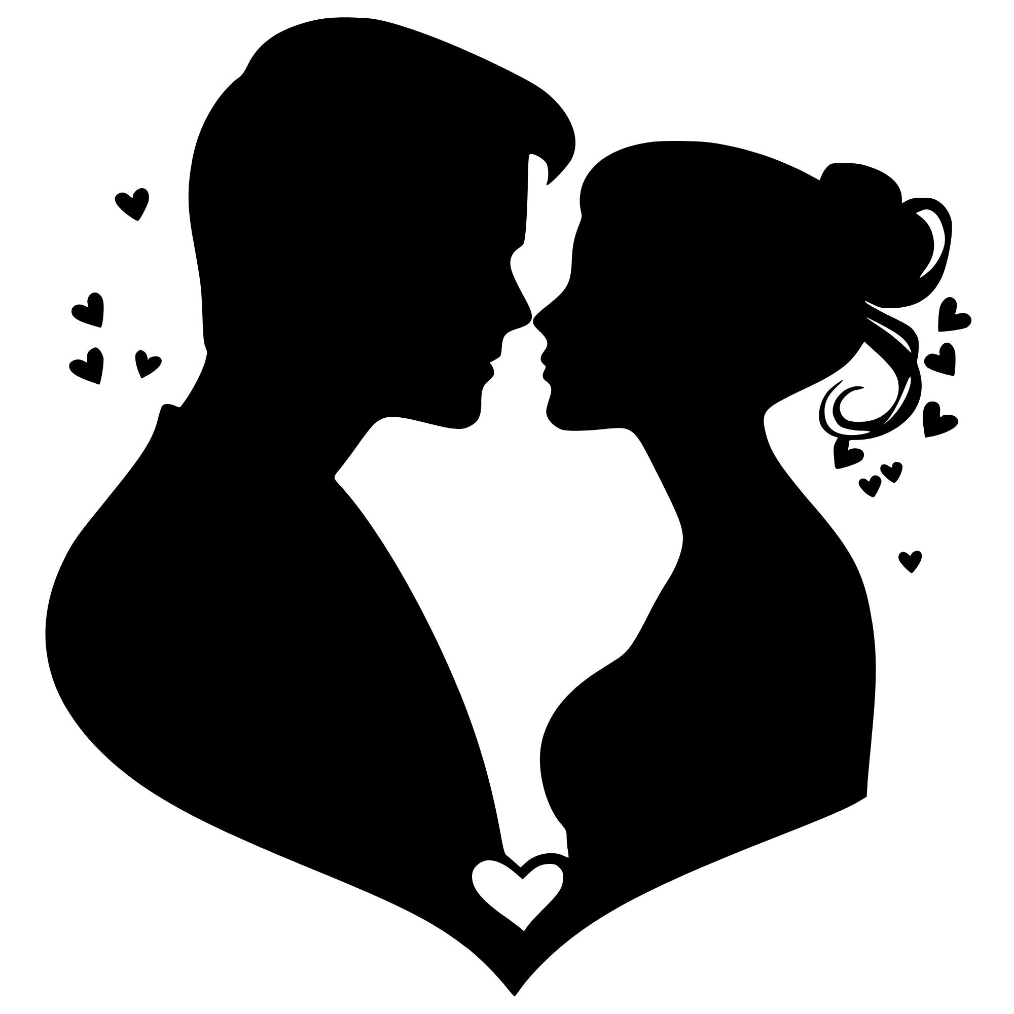 Bride and Groom Silhouette Svg, Wedding Couple Silhouette, SVG, PNG ...