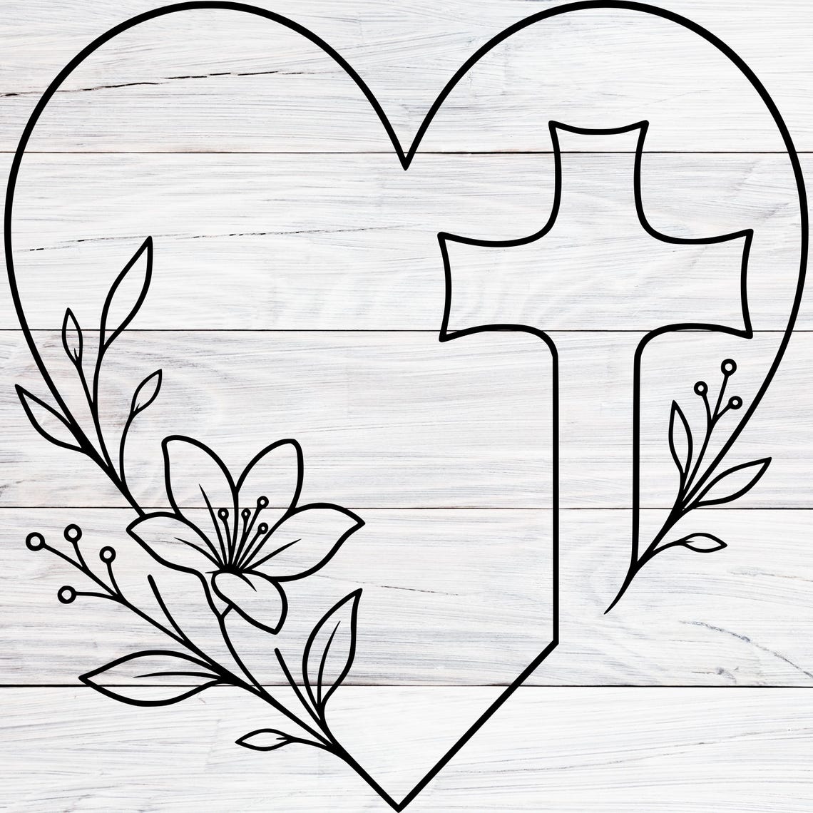 Christian Heart Cross Design, Faith & Love SVG, PNG, JPG (digital ...