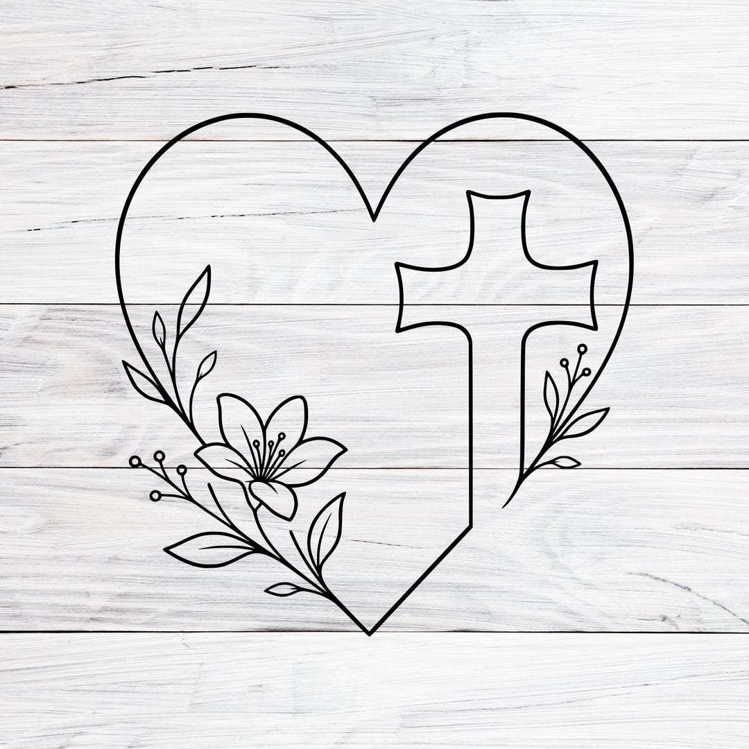 Christian Heart Cross Design, Faith & Love SVG, PNG, JPG (digital ...