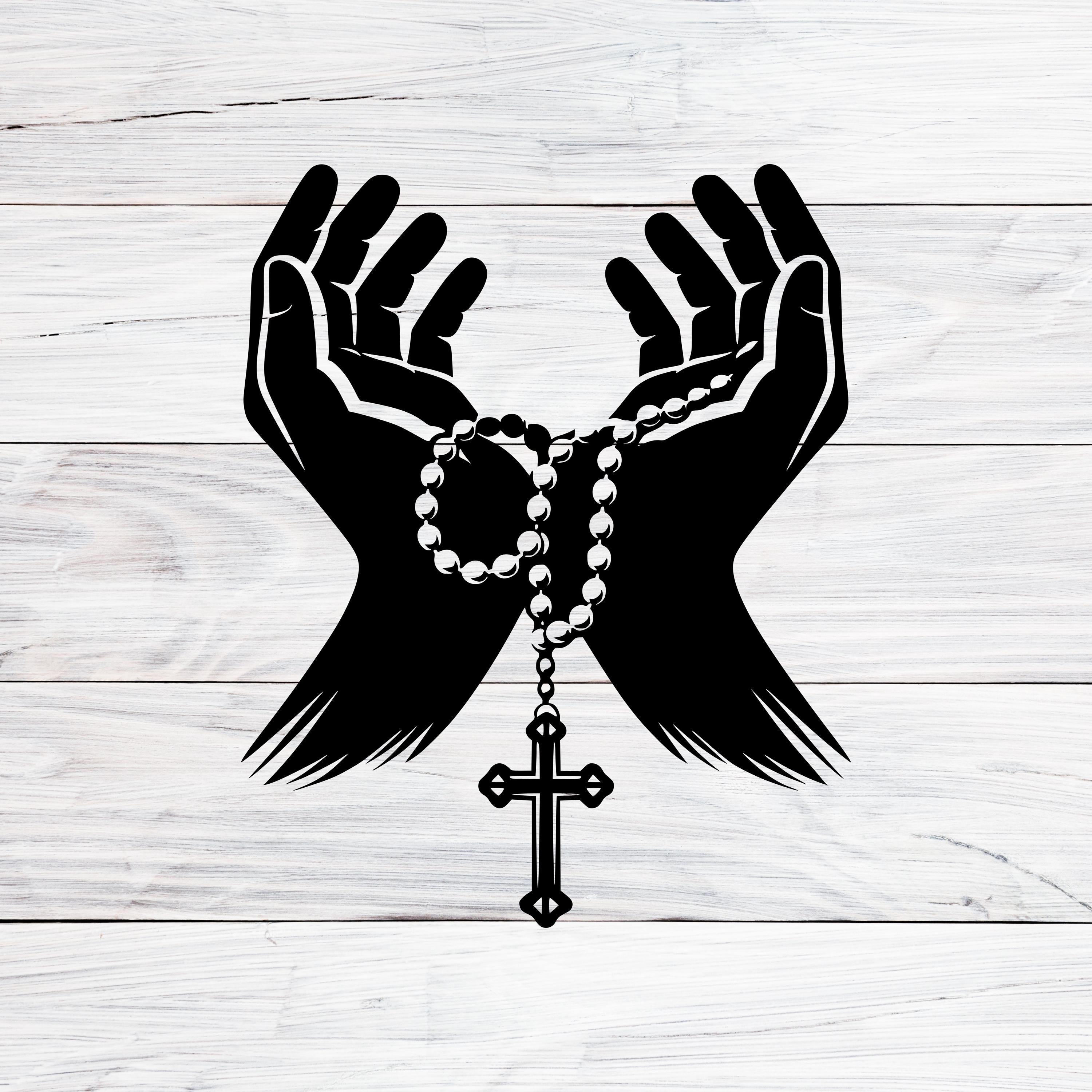 ロザリオを持った祈りの手 SVG PNG JPG、キリスト教の祈りのクリップ