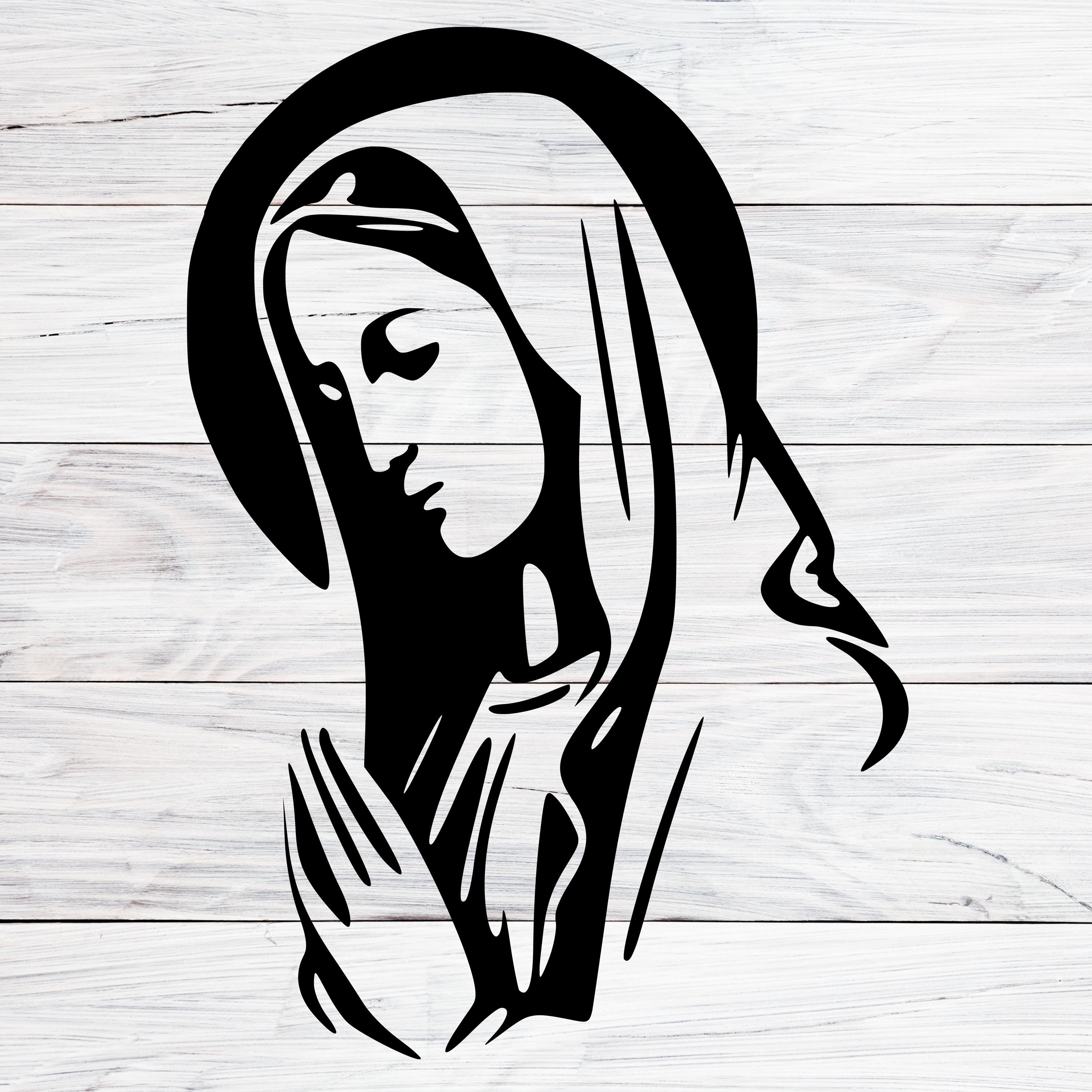 聖母マリアのアウトライン：タトゥーのデザイン、シルエット（SVG、PNG