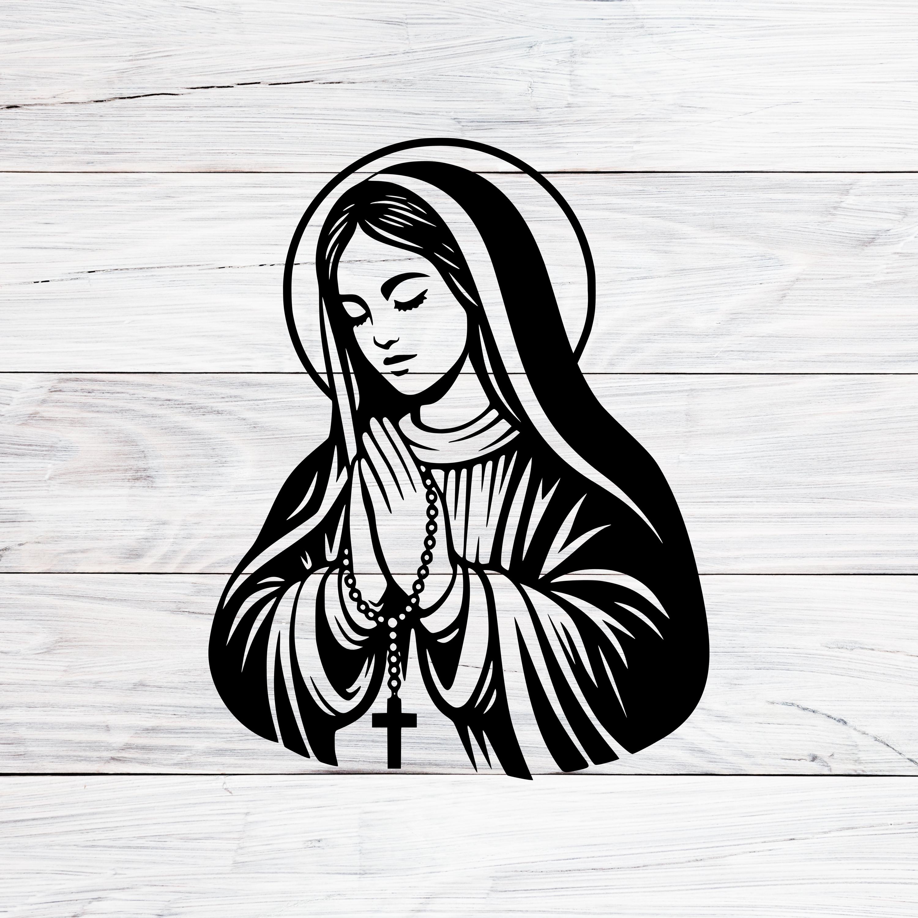祈る聖母マリアのSVG PNG DXF、祝福された母カトリックのクリップ
