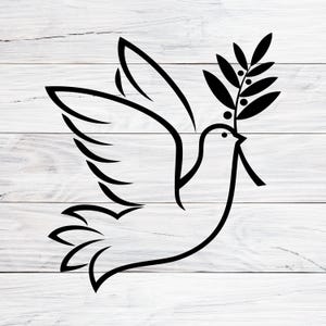 Dove with Olive Branch SVG: Christian Holy Spirit Symbol (Digital Download)