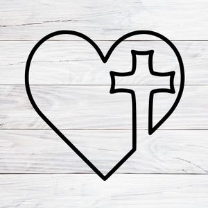 Christian Heart Cross Design: Faith & Love SVG, PNG, JPG (Digital Download)