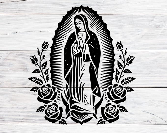 Virgin De Guadalupe Religious Stencil Art Etsy