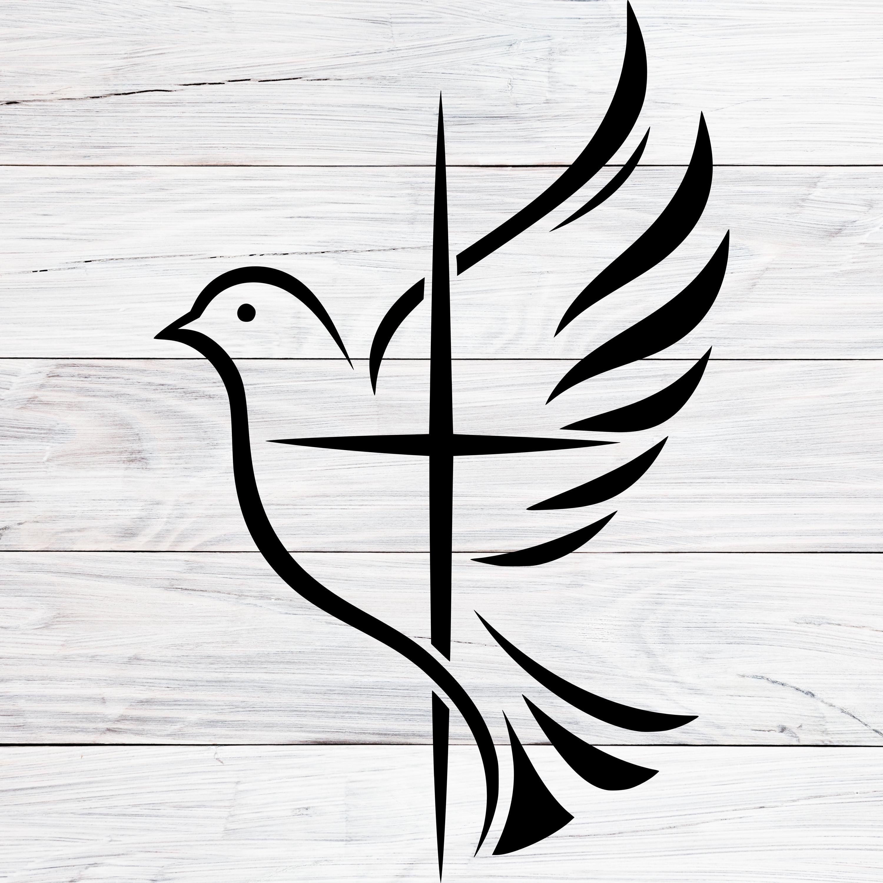 聖霊の鳩の十字架SVG PNG DXF、キリスト教信仰カットファイル、宗教的