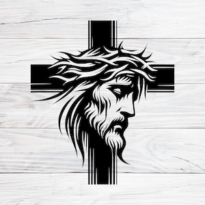 Jesus Christ Crucifixion, Crown of Thorns Symbolizing Sacrifice, Resurrection and Christian Faith Image for Digital Download Svg, Png, Jpg