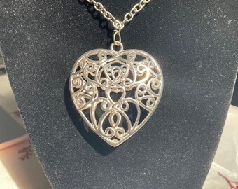 【VINTAGE HOLLYWOOD】2-way Essential Color Heart Necklace Vintage Claire's NECKLACE Heart Cage Pendant Art Deco Style