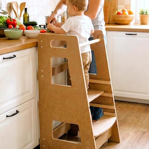 Montessori Tower Plans for CNC Router - dxf and crv3d Files Included, Learning Tower Blueprint, DIY Wood Project, Digital Download, Sketchup