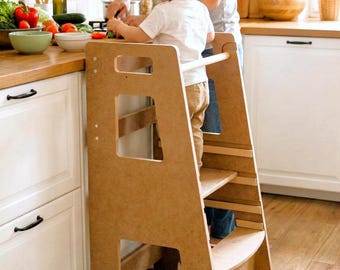 Montessori Tower Plans for CNC Router - dxf and crv3d Files Included, Learning Tower Blueprint, DIY Wood Project, Digital Download, Sketchup