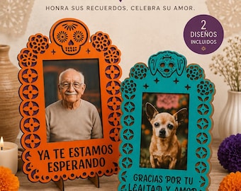 Pack Portarretrato Día de Muertos (personas y mascotas) | archivo digital corte Láser MDF | marco foto ofrenda svg, dxf, pdf