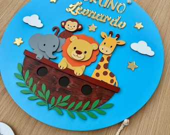 Digital file for making a Children&#39;s Sign, Noah&#39;s Ark, SVG, DXF, Corel format for Laser Cutting/CNC Router, customizable.