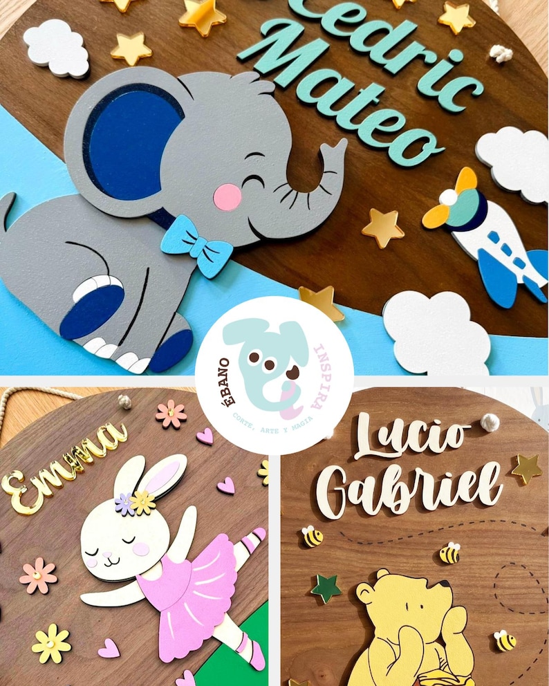 Pack of 3 Baby Name Sign Laser Cut Files, Nursery Wall Art SVG ...