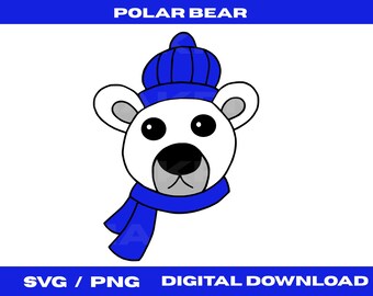Polar Bear SVG, Winter Clipart, Cricut File (Digital Download)