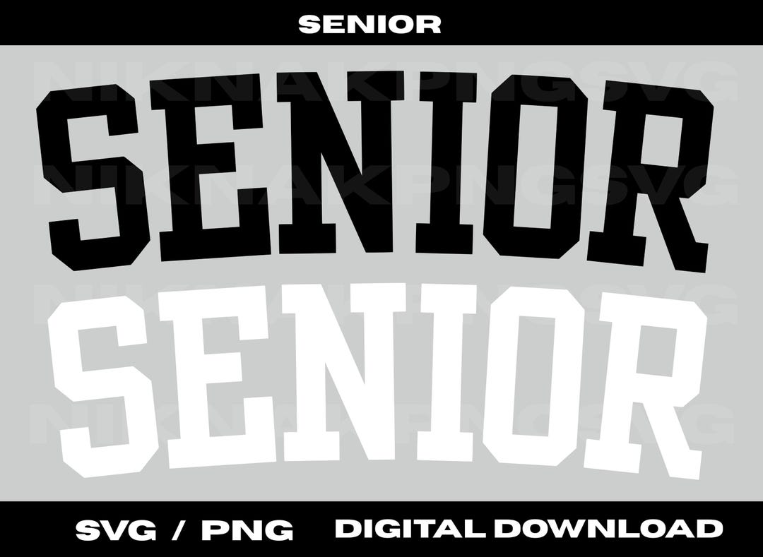Senior Text Script Senior Text Silhouette SVG, Curved Font Vectors, Cricut Cut Files ...