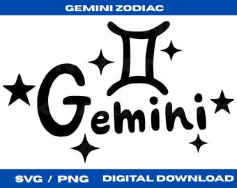 Gemini Zodiac SVG, Horoscope Clipart (Digital Download)