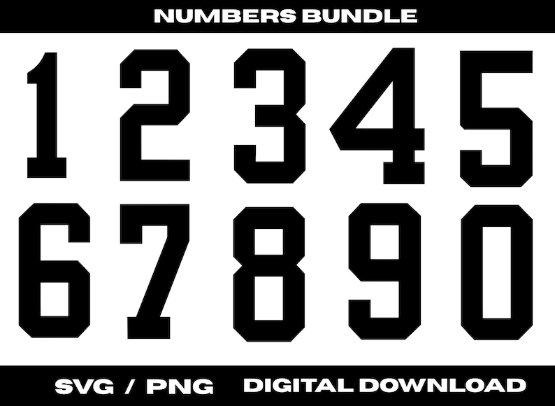 Varsity Numbers SVG Bundle, Sports Jersey Numbers (digital Download) - Etsy