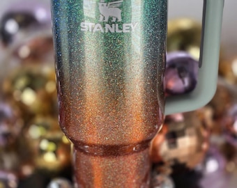 Gobelet Stanley 40 oz pailleté Showgirl • Produit désaltérant glam disco scintillant ombré fabriqué à la main • Stanley personnalisé scintillant