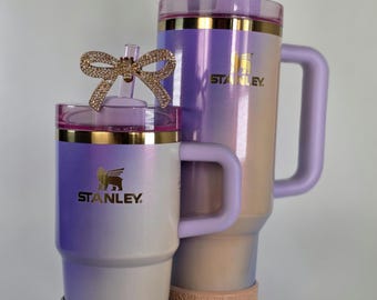 Ensemble de gobelets Stanley maman et fille -- Pailles assorties avec nœud en strass ombré Glinda Stanley, 40 oz + 20 oz