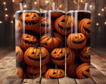 Tumbler Wrap Jack o Lantern, zucca di Halloween PNG (download digitale)