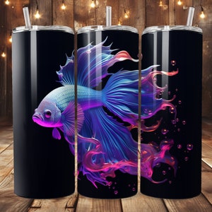 3D Betta Fish Tumbler Wrap, 20oz Straight Skinny Tumbler Wrap,  Fish Tumbler Wrap, PNG Digital Download