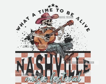 NASHVILLE MUSIC FESTIVAL rock n roll country music Western Cowboy Country Summer Png High Quality Sublimation Files Digital Viral Trending