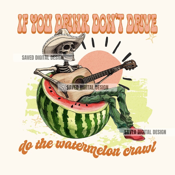 WATERMELON CRAWL Western Cowboy Country Summer Beach Ocean Png High Quality Sublimation Files Digital Viral Trending