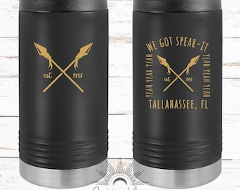 FSU Slim Can Cooler, FSU Beer Beverage Coozie Colster, Florida State Seminoles FSU Gift, Hopsulator, Insulated Slim Can Holder with Lid
