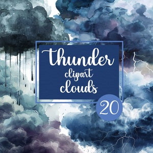 Mystical Thunderclouds Clipart Set - Dark and Scary Clouds for Scrapbooking - Digital Download
