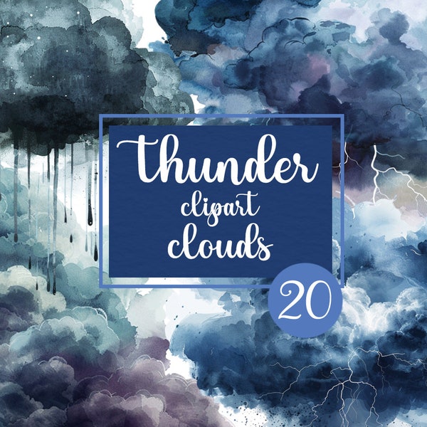 Thunderclouds clipart, dark clouds clipart, clouds for scrapbooking, scary clouds, stickers with clouds, digital download