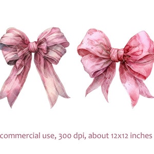 Pink Lace Bow Watercolor Clipart - PNG Format Instant Download for ...