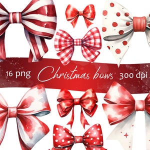 Aquarelle rouge noeuds Clipart - noeud en satin de velours rouge PNG numérique, pour la fabrication de cartes, scrapbooking, journal indésirable, travaux manuels en papier