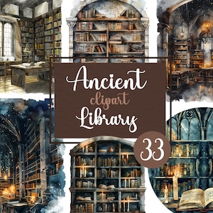 Vintage Bibliothek Clipart, Aquarell Buch Clipart, Bücherwurm, Scrapbooking, Karten, Junk Journals