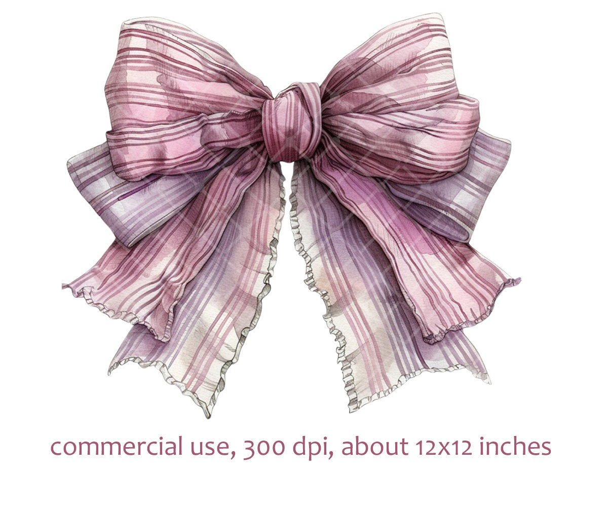 Pink Lace Bow Watercolor Clipart - PNG Format Instant Download for ...