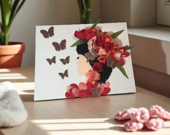 Madam Summer: Unframed, 3D Wall Art; Appreciation Gift Idea; Gift Ideas for Mom or Dad; Canvas Board; Butterflies and Flowers