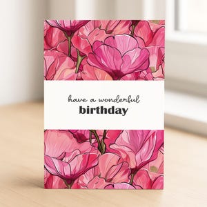 Carte d'anniversaire avec des fleurs • carte d'anniversaire de maman • carte d'anniversaire pour petite amie • carte d'anniversaire de soeur • carte d'anniversaire de grand-mère | 17
