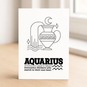 carte d'anniversaire Verseau • zodiaque • astrologie • horoscope • carte d'anniversaire signe astrologique • constellation • janvier • février | С27-Verseau