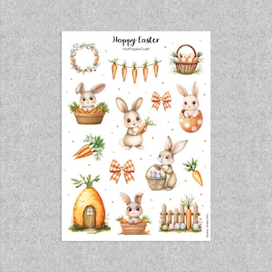 Stickervel 'Vrolijk Pasen' • Paasstickers • Lentethema • Paaskonijn • dagboekstickers • plannerstickers • plakboek | S043