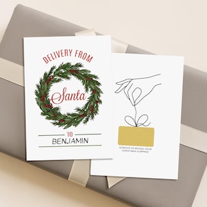 Christmas scratch to reveal card, surprise reveal card, christmas gift voucher, scratch card christmas ticket, christmas card | С120