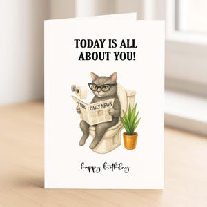 Cartão de aniversário engraçado para amantes de gatos • Cartão de feliz aniversário de gato sarcástico • Cartão humorístico para ele ou sua amiga • Cartão de aniversário de 30, 40 ou 50 anos | С93