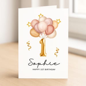 1st birthday card for girl, first birthday card for daughter, special first birthday gift for granddaughter, niece first birthday | С81